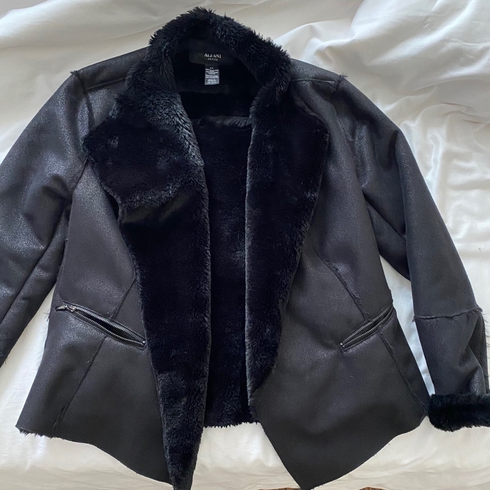 Like New Alfani Petite Faux lined Moto Jacket
